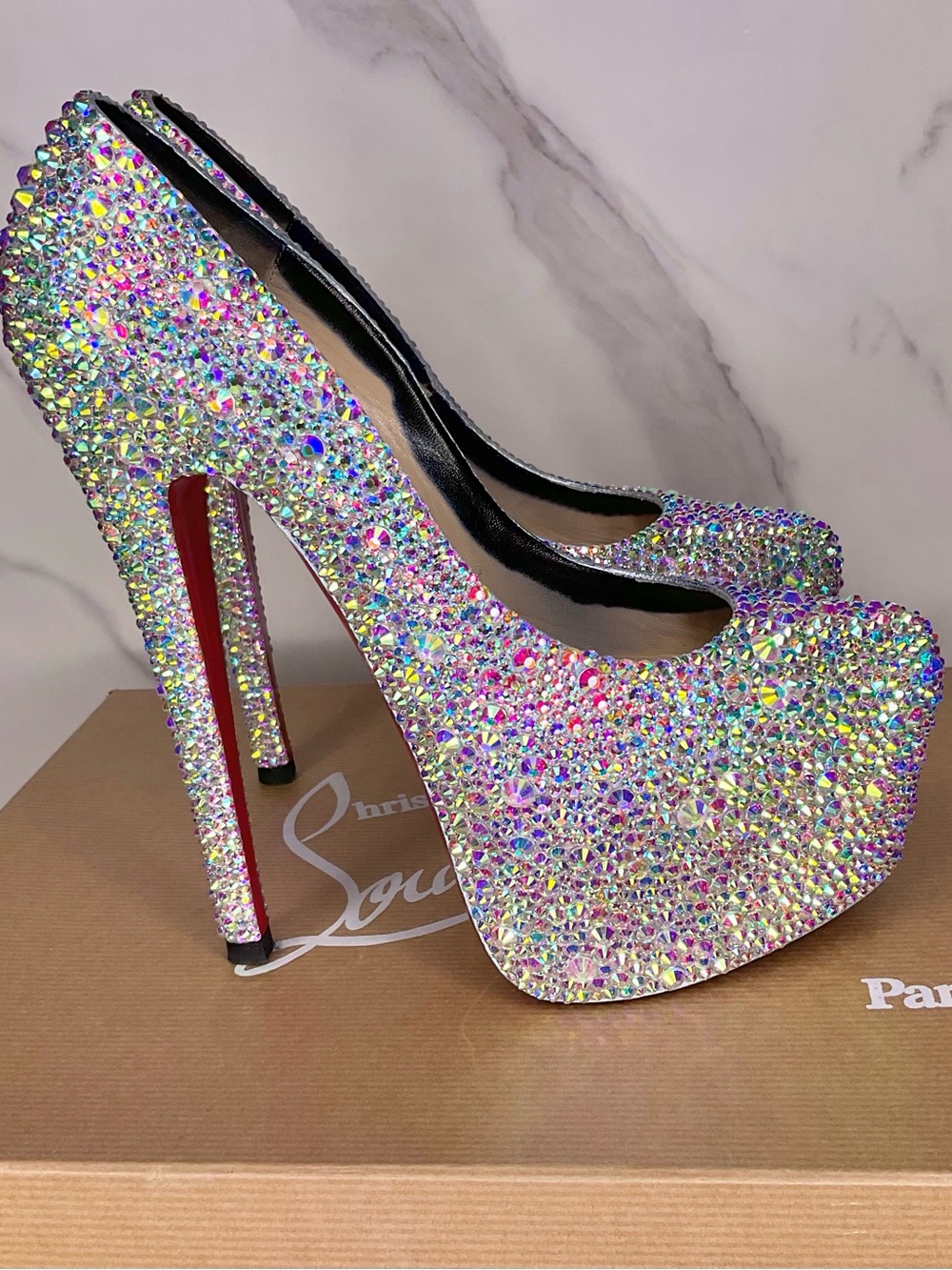 Christian Louboutin AB Crystal Bling Strass Daffodile Size EU 37.5 / US 7.5